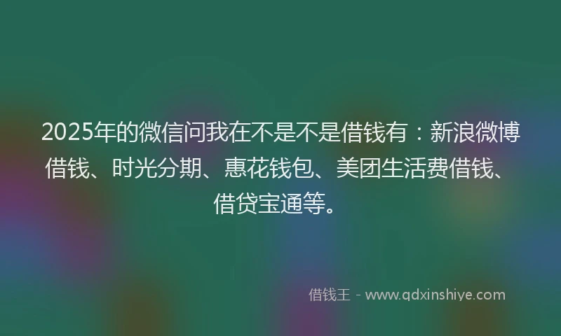 2025年的微信问我在不是不是借钱有：新浪微博借钱、时光分期、惠花钱包、美团生活费借钱、借贷宝通等。