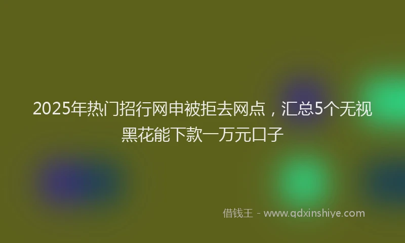 2025年热门招行网申被拒去网点，汇总5个无视黑花能下款一万元口子