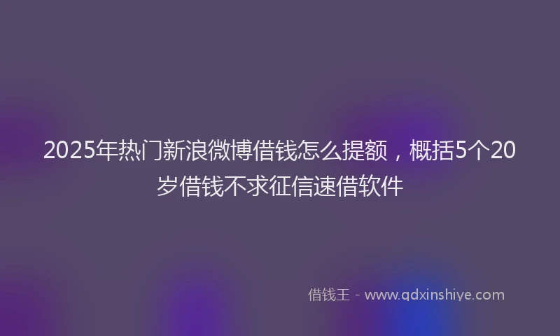 2025年热门新浪微博借钱怎么提额，概括5个20岁借钱不求征信速借软件