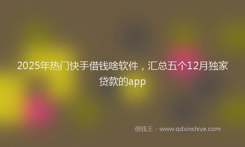 2025年热门快手借钱啥软件，汇总五个12月独家贷款的app