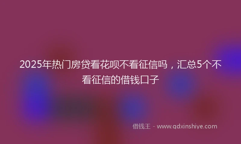 2025年热门房贷看花呗不看征信吗，汇总5个不看征信的借钱口子