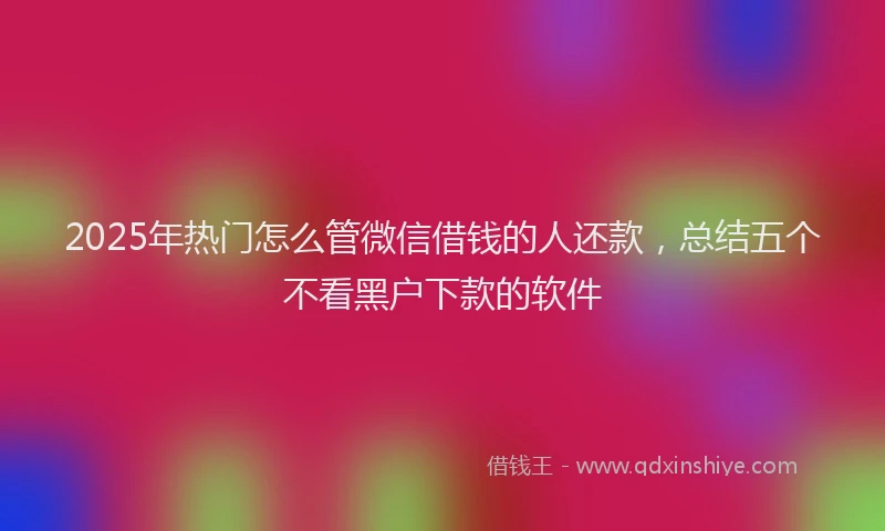 2025年热门怎么管微信借钱的人还款，总结五个不看黑户下款的软件