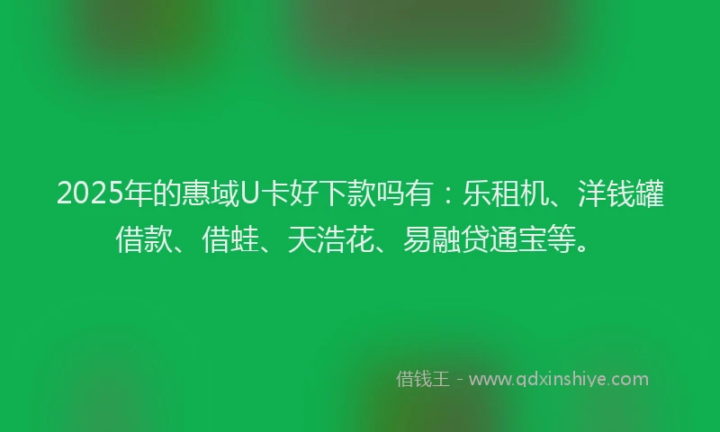 2025年的惠域U卡好下款吗有：乐租机、洋钱罐借款、借蛙、天浩花、易融贷通宝等。