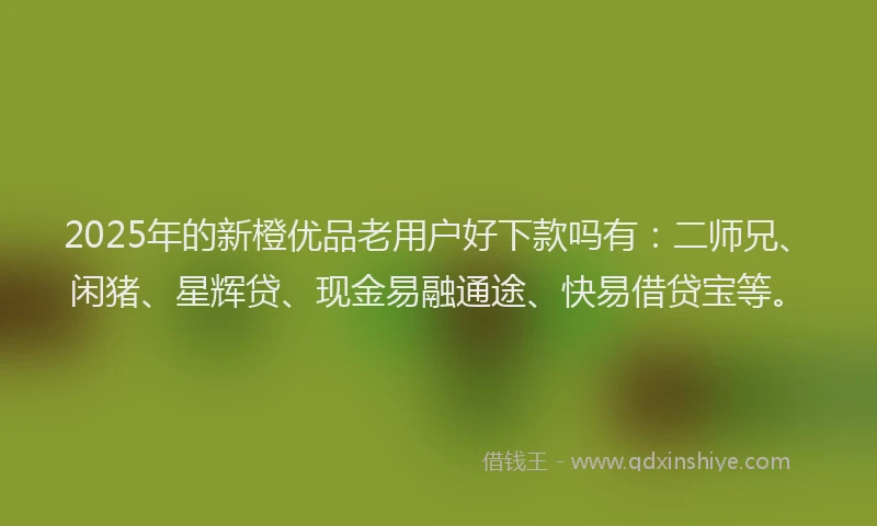 2025年的新橙优品老用户好下款吗有：二师兄、闲猪、星辉贷、现金易融通途、快易借贷宝等。