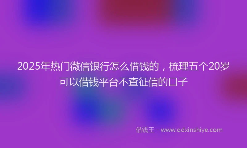 2025年热门微信银行怎么借钱的，梳理五个20岁可以借钱平台不查征信的口子