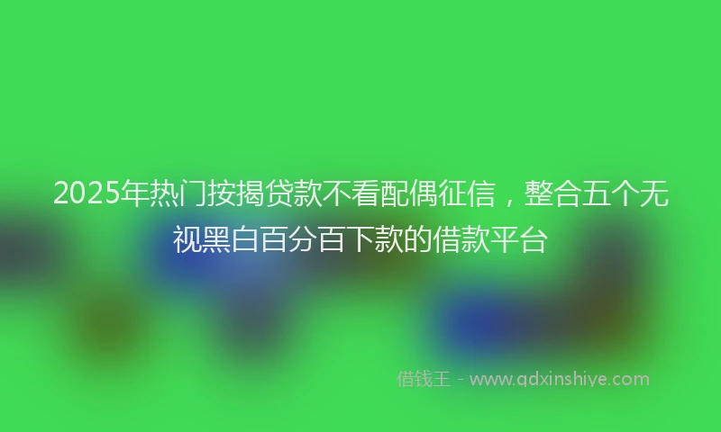 2025年热门按揭贷款不看配偶征信，整合五个无视黑白百分百下款的借款平台