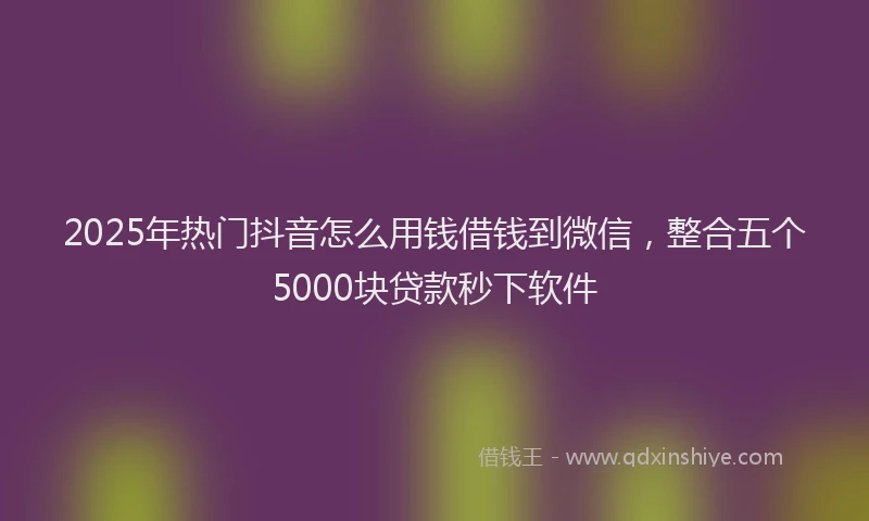 2025年热门抖音怎么用钱借钱到微信，整合五个5000块贷款秒下软件