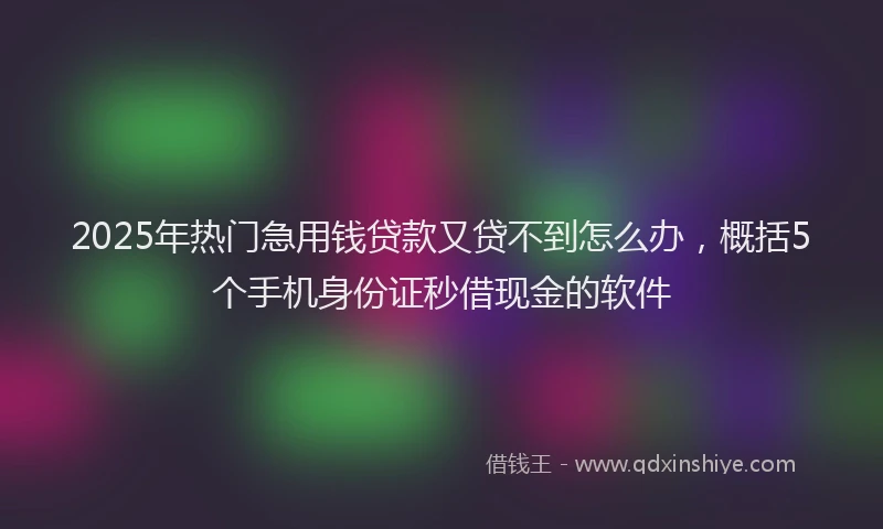 2025年热门急用钱贷款又贷不到怎么办，概括5个手机身份证秒借现金的软件