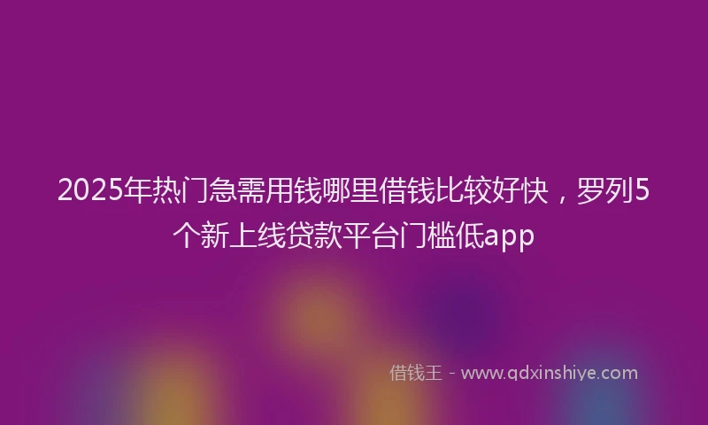 2025年热门急需用钱哪里借钱比较好快，罗列5个新上线贷款平台门槛低app