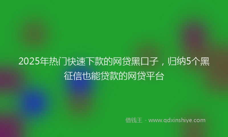 2025年热门快速下款的网贷黑口子，归纳5个黑征信也能贷款的网贷平台