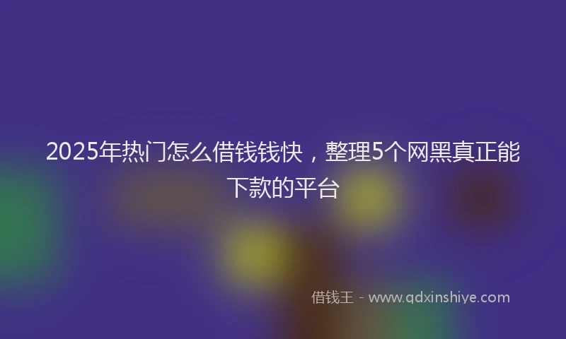 2025年热门怎么借钱钱快，整理5个网黑真正能下款的平台