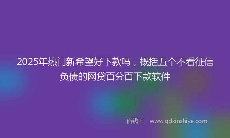 2025年热门新希望好下款吗，概括五个不看征信负债的网贷百分百下款软件