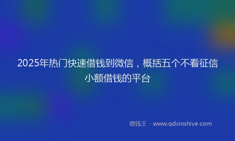 2025年热门快速借钱到微信，概括五个不看征信小额借钱的平台