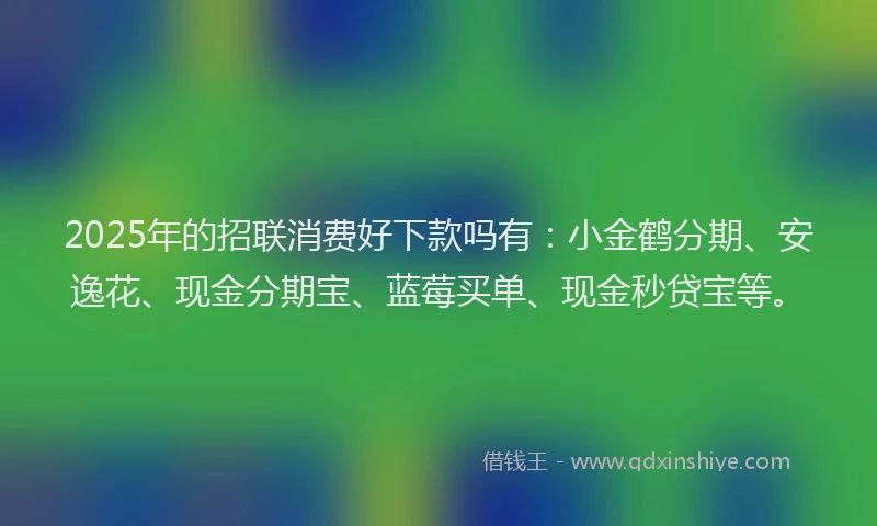 2025年的招联消费好下款吗有：小金鹤分期、安逸花、现金分期宝、蓝莓买单、现金秒贷宝等。