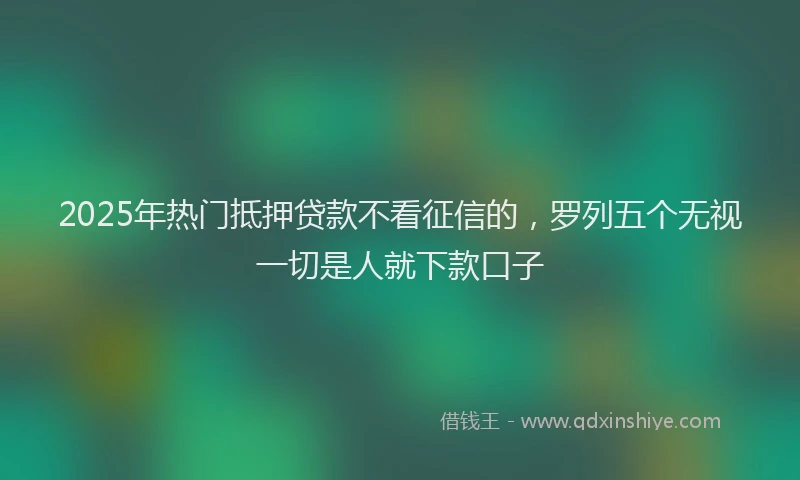 2025年热门抵押贷款不看征信的，罗列五个无视一切是人就下款口子