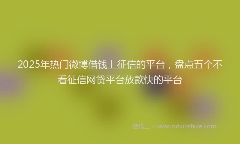 2025年热门微博借钱上征信的平台，盘点五个不看征信网贷平台放款快的平台