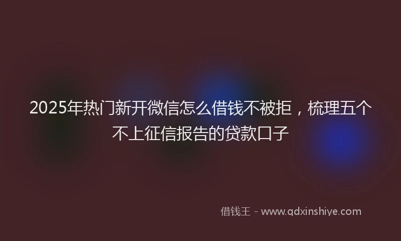 2025年热门新开微信怎么借钱不被拒，梳理五个不上征信报告的贷款口子