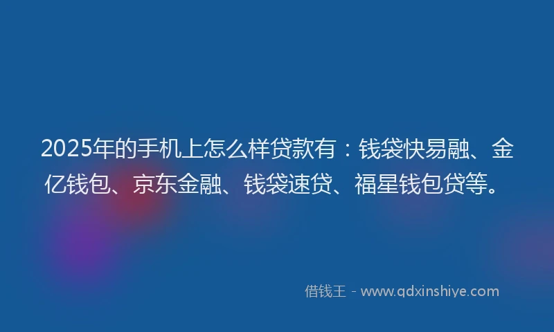 2025年的手机上怎么样贷款有：钱袋快易融、金亿钱包、京东金融、钱袋速贷、福星钱包贷等。