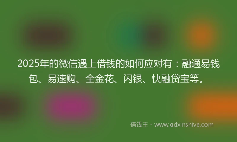 2025年的微信遇上借钱的如何应对有：融通易钱包、易速购、全金花、闪银、快融贷宝等。