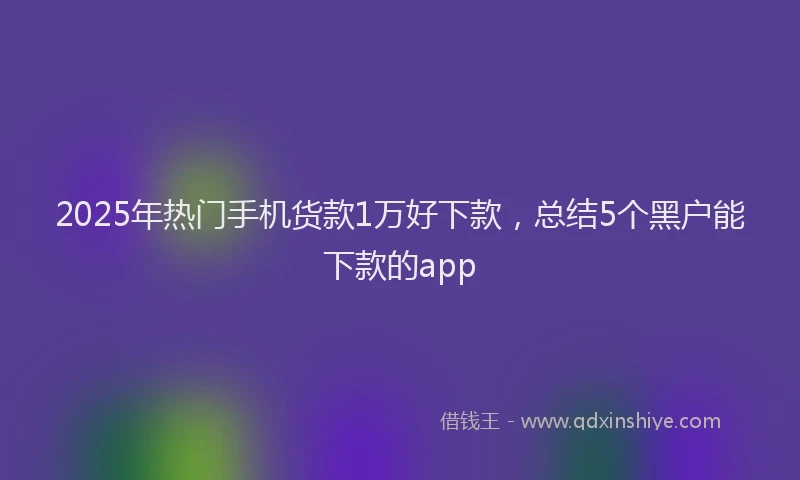 2025年热门手机货款1万好下款，总结5个黑户能下款的app