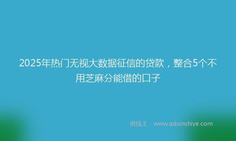 2025年热门无视大数据征信的贷款，整合5个不用芝麻分能借的口子