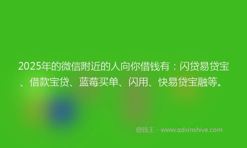 2025年的微信附近的人向你借钱有：闪贷易贷宝、借款宝贷、蓝莓买单、闪用、快易贷宝融等。