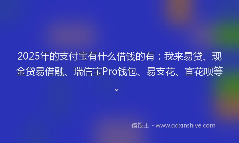 2025年的支付宝有什么借钱的有：我来易贷、现金贷易借融、瑞信宝Pro钱包、易支花、宜花呗等。