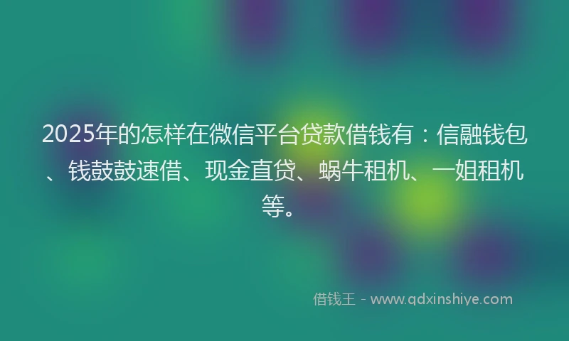 2025年的怎样在微信平台贷款借钱有：信融钱包、钱鼓鼓速借、现金直贷、蜗牛租机、一姐租机等。