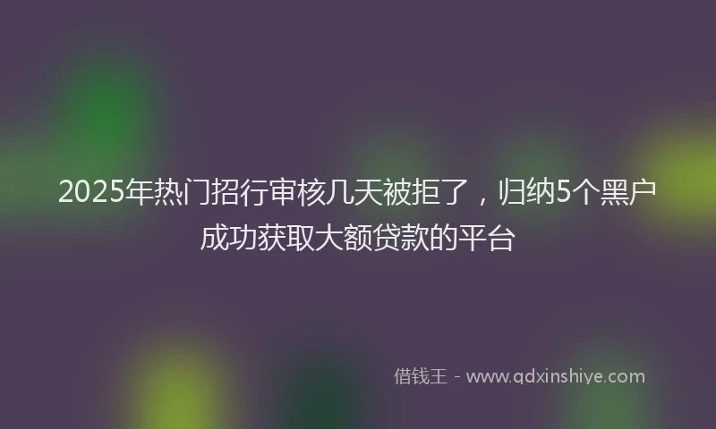 2025年热门招行审核几天被拒了，归纳5个黑户成功获取大额贷款的平台