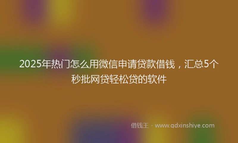 2025年热门怎么用微信申请贷款借钱，汇总5个秒批网贷轻松贷的软件