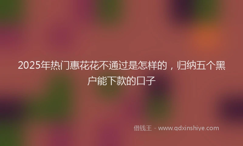 2025年热门惠花花不通过是怎样的，归纳五个黑户能下款的口子