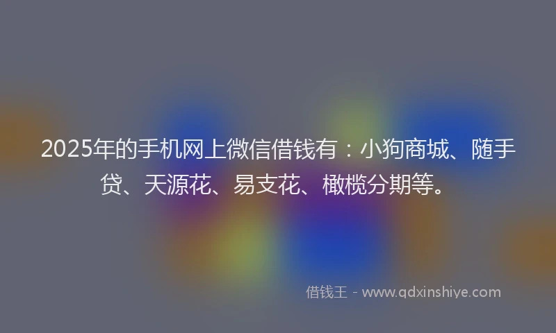 2025年的手机网上微信借钱有：小狗商城、随手贷、天源花、易支花、橄榄分期等。