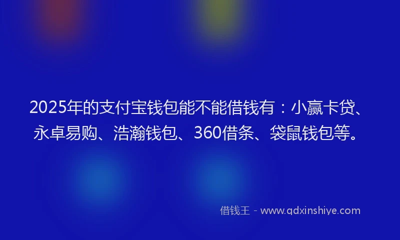 2025年的支付宝钱包能不能借钱有：小赢卡贷、永卓易购、浩瀚钱包、360借条、袋鼠钱包等。