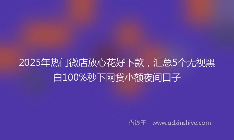2025年热门微店放心花好下款，汇总5个无视黑白100%秒下网贷小额夜间口子