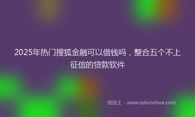2025年热门搜狐金融可以借钱吗，整合五个不上征信的贷款软件