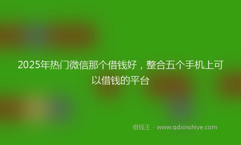 2025年热门微信那个借钱好，整合五个手机上可以借钱的平台