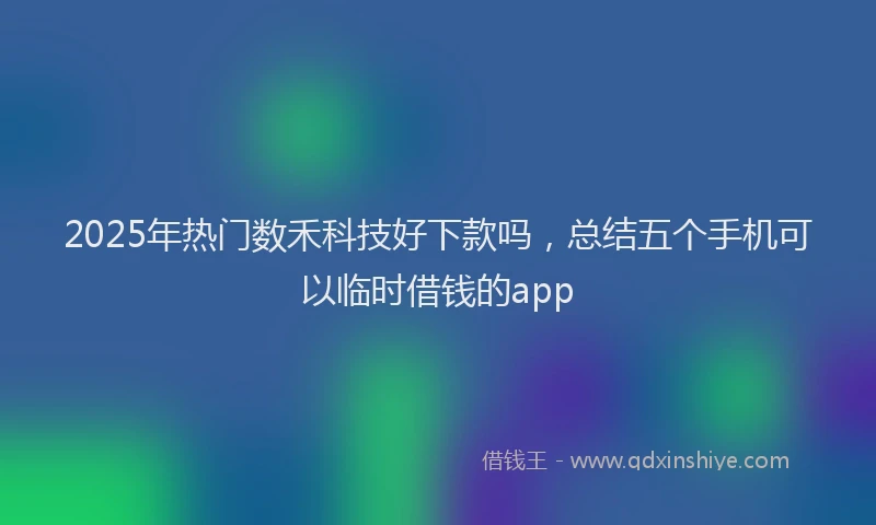 2025年热门数禾科技好下款吗，总结五个手机可以临时借钱的app
