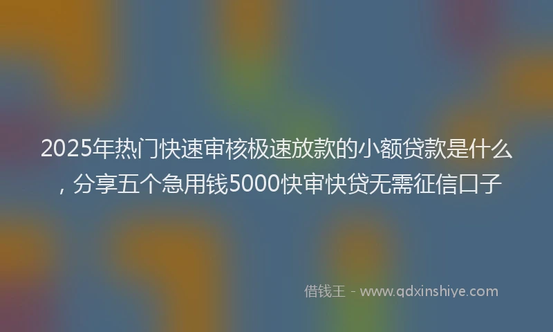 2025年热门快速审核极速放款的小额贷款是什么，分享五个急用钱5000快审快贷无需征信口子
