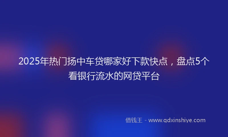 2025年热门扬中车贷哪家好下款快点，盘点5个看银行流水的网贷平台