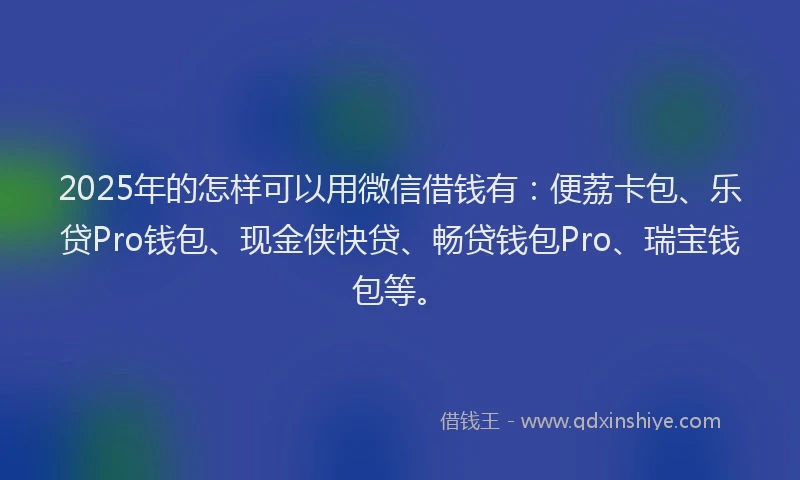 2025年的怎样可以用微信借钱有：便荔卡包、乐贷Pro钱包、现金侠快贷、畅贷钱包Pro、瑞宝钱包等。