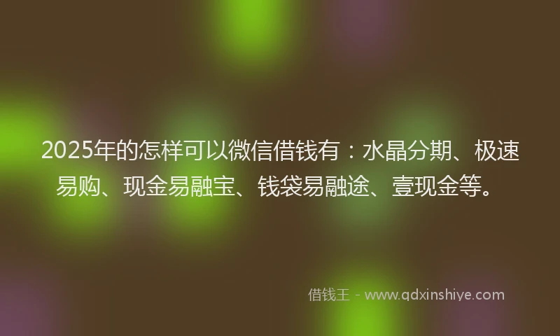 2025年的怎样可以微信借钱有：水晶分期、极速易购、现金易融宝、钱袋易融途、壹现金等。