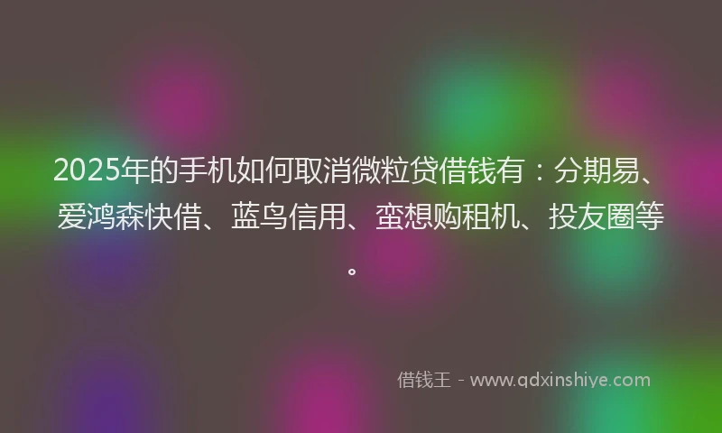 2025年的手机如何取消微粒贷借钱有：分期易、爱鸿森快借、蓝鸟信用、蛮想购租机、投友圈等。