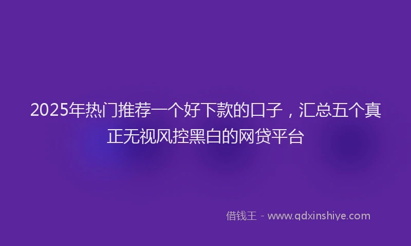 2025年热门推荐一个好下款的口子，汇总五个真正无视风控黑白的网贷平台