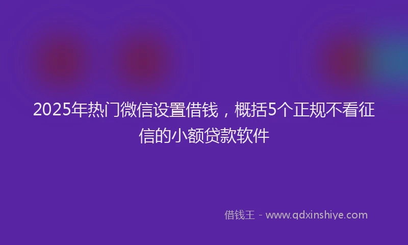 2025年热门微信设置借钱，概括5个正规不看征信的小额贷款软件