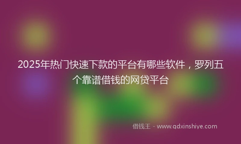 2025年热门快速下款的平台有哪些软件，罗列五个靠谱借钱的网贷平台