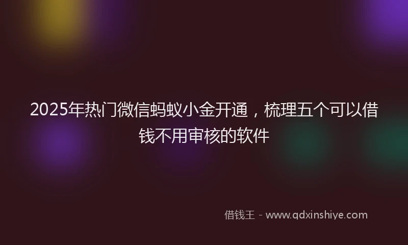 2025年热门微信蚂蚁小金开通，梳理五个可以借钱不用审核的软件