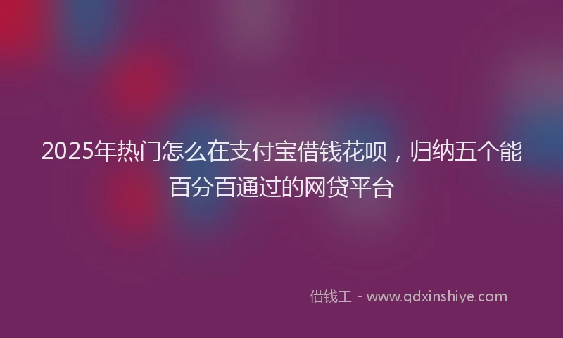 2025年热门怎么在支付宝借钱花呗，归纳五个能百分百通过的网贷平台