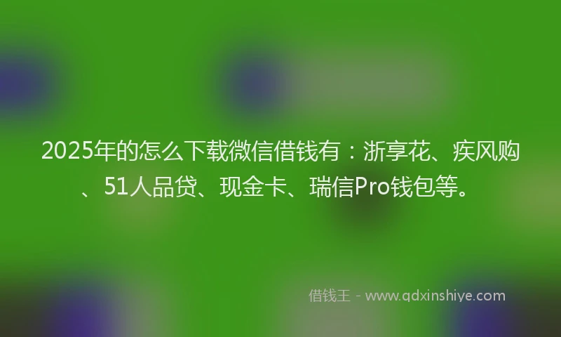 2025年的怎么下载微信借钱有：浙享花、疾风购、51人品贷、现金卡、瑞信Pro钱包等。