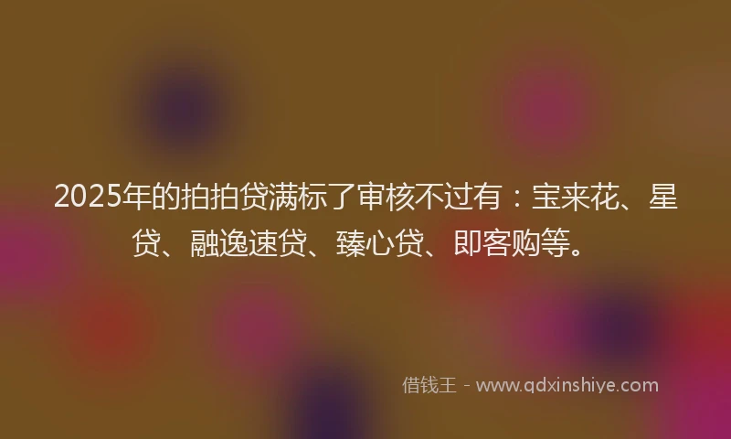2025年的拍拍贷满标了审核不过有：宝来花、星贷、融逸速贷、臻心贷、即客购等。
