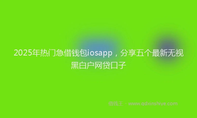 2025年热门急借钱包iosapp，分享五个最新无视黑白户网贷口子